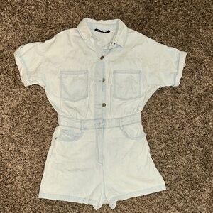 Zara Light Denim Short Sleeve Romper